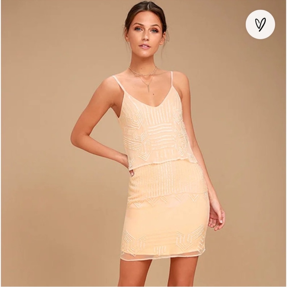 NFC New Friends Colony Glass Petals Peach Beaded Dress New With Tags Size Small